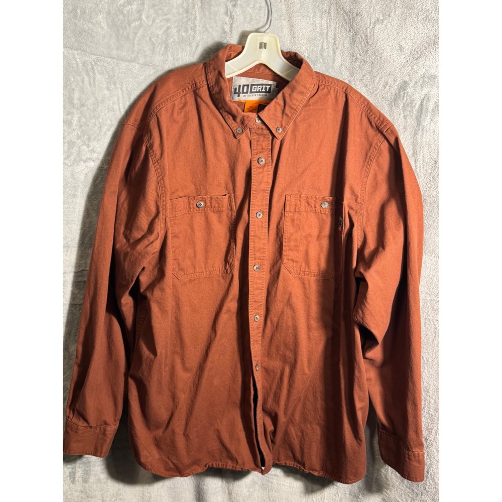 40 Grit by Duluth Trading Mens‎ Long Sleeve Button Up Shirt 2XL rust Orange